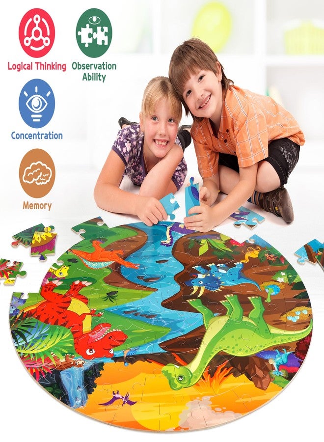SYNARRY Floor Puzzles for Kids Ages 4-6, Large 70 Piece Dinosaur Puzzles for Toddlers Ages 2-4, Dinosaur Puzzles for Kids 4-8, Preschool Toys Gifts for 3 4 5 6 7 8 Years Old Toddlers Boys Girls Child - Image 5